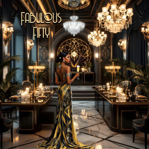 Black Gold Fabulous Art deco Room Ethnic Woman Invitation