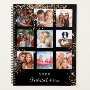 Black gold family photo collage 2027 planner