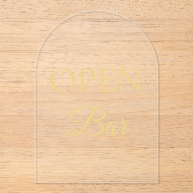 Black & Gold Faux Foil Arch Acrylic Open Bar Sign  Invitations (Front)