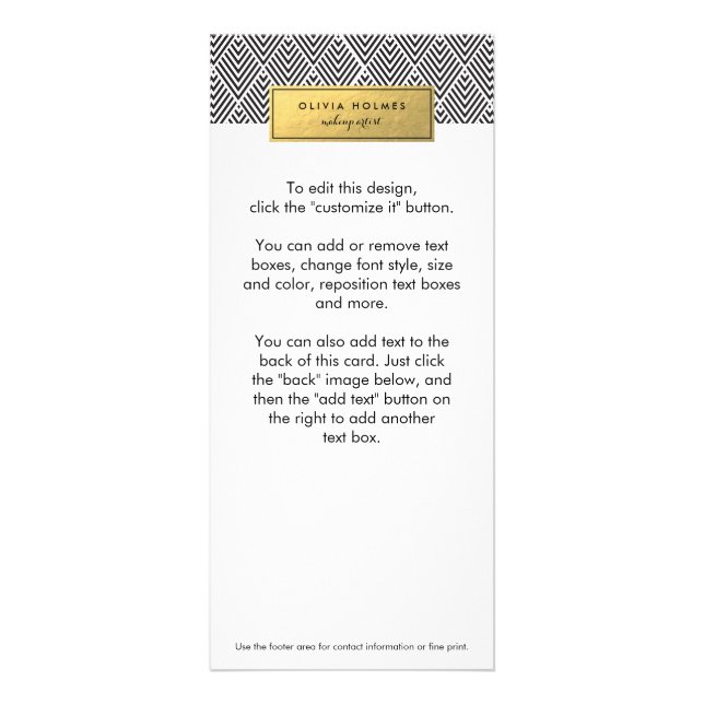 Black & Gold Faux Foil Chevron Rack Card (Front)