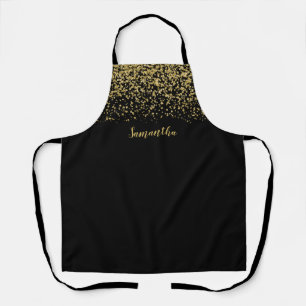 Black Gold Faux Glitter Personalized Apron