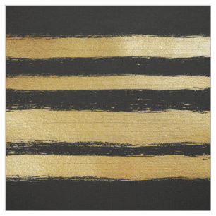 Black gold faux leaf modern brushstrokes stripes fabric