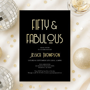 Black Gold Fifty and Fabulous Modern 50th Birthday