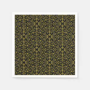 Black & Gold Filigree Napkin