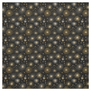 Black Gold Fireworks Night Sky Celebration Fabric