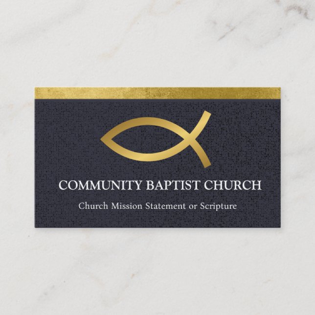 Black Gold Fish Elegant Church Business Cards (Front)