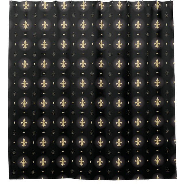 Black & Gold Fleur De Lis Curtain (Front)