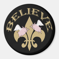 Black Gold Fleur de Lis Flying Pigs