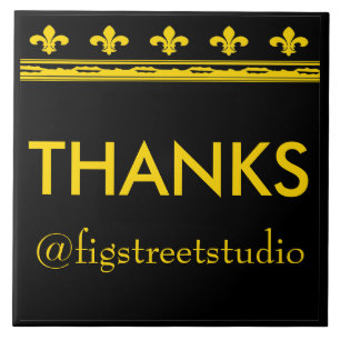 Black & Gold Fleur De Lis  Letters & Numbers Tile
