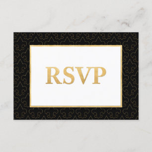 Black & Gold Fleur De Lis Wedding RSVP Card