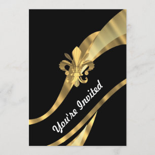 Black & gold fleur de lys invitation