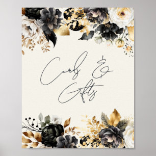 Black Gold Floral 60th Birthday Cards Gifts Poster