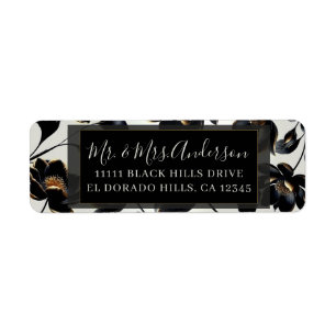 Black & Gold Floral Greige Elégant Mariage