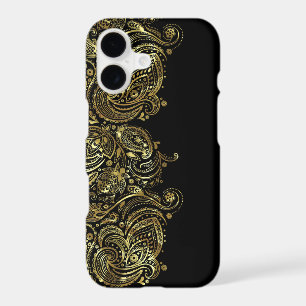 Black & Gold Floral Paisley Lace