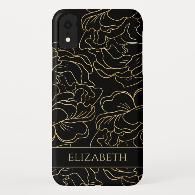 Black Gold Floral Personalized Case-Mate iPhone Case (Back)