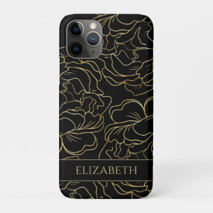 Black Gold Floral Personalized iPhone 11 Pro Case