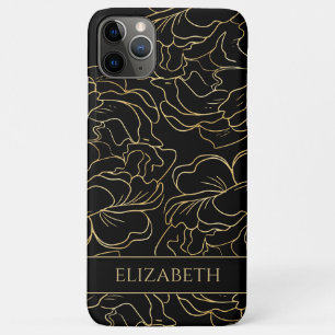 Black Gold Floral Personalized iPhone 11 Pro Max Case