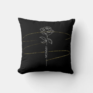 Black & Gold Floral Pillow – Stylish Mom Décor