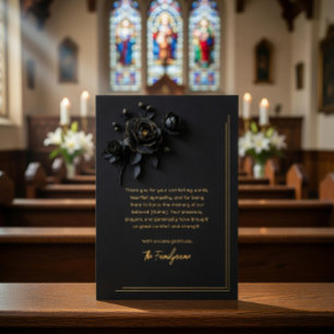 Black & Gold Floral Sympathy Thank You Foil Card