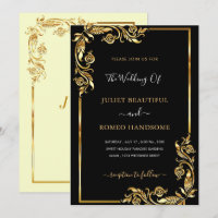 Black Gold Floral Wedding Invitation Example