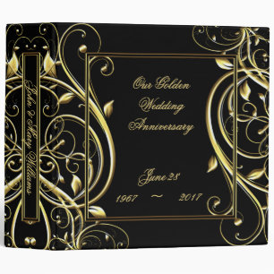 Black Gold Flourish 50th Wedding Anniversary Binder