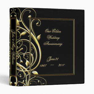 Black Gold Flourish 50th Wedding Anniversary Binder
