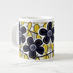 Black & Gold Flowers Jumbo Mug