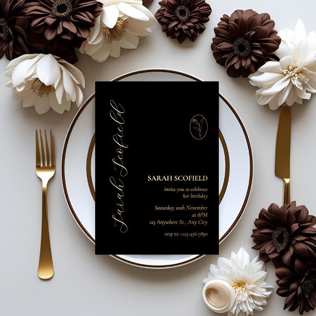 Black & Gold Foil 30th Birthday Invitation (Creator Uploaded)