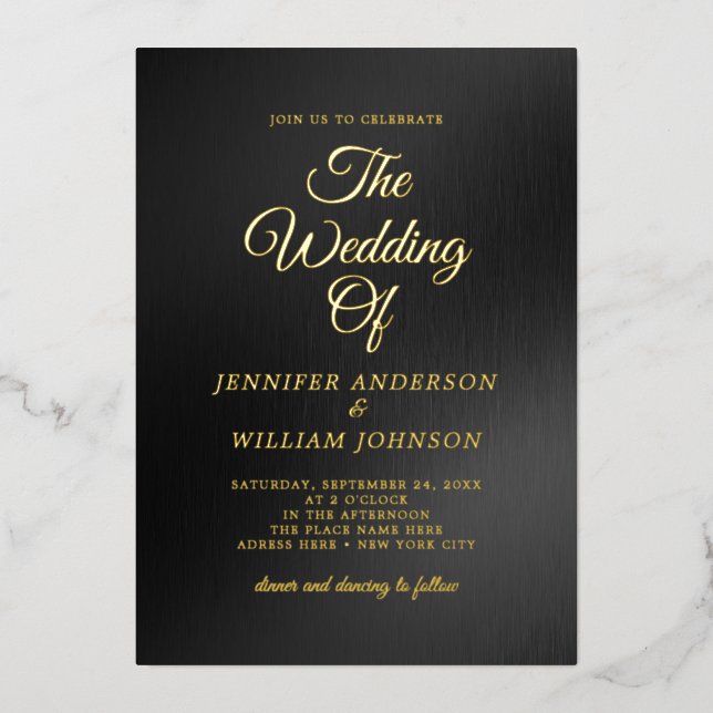 Black Gold Foil Calligraphy Simple Elegant  (Front)