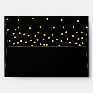 Black Gold Foil Confetti Dots Invitation Envelope