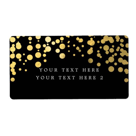 Black & Gold Foil Confetti Modern Package Label Shipping Label