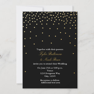 Black & Gold Foil Dots Modern Wedding Invitation
