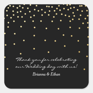 Black & Gold Foil Dots Modern Wedding Stickers
