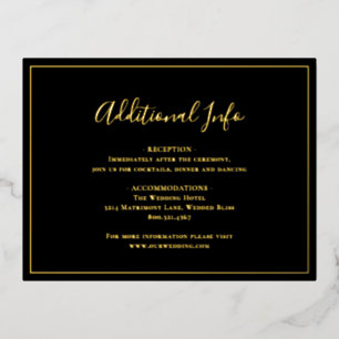 Black Gold Foil Elegant Wedding Enclosure Card
