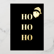 Black & Gold Foil "HO HO HO" Santa Christmas Card