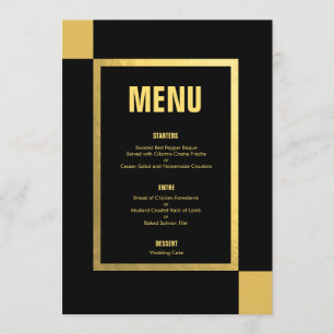 Black + Gold Foil Menu Weddings