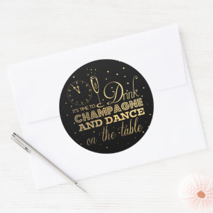 Black/Gold Foil New Year's Eve Classic Round Sticker