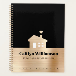 Black Gold Foil Real Estate Broker Agent House Planner