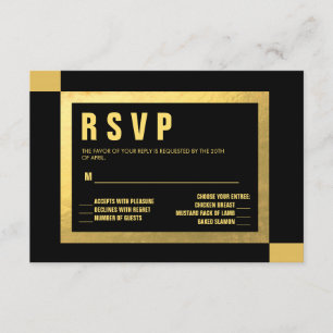 Black + Gold Foil RSVP   WEDDINGS Card