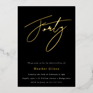 Black & Gold Foil Script 40th Birthday Party