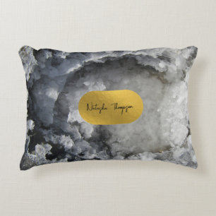 Black Gold Foil Sea Crystals Signature Accent Pillow