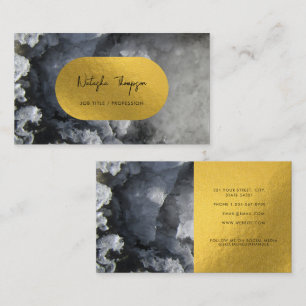 Black Gold Foil Sea Crystals Signature Script   Business Card