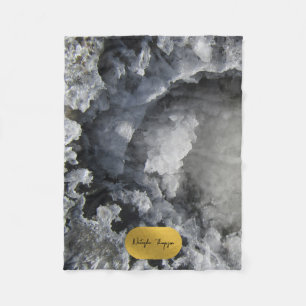 Black Gold Foil Sea Crystals Signature Script Fleece Blanket