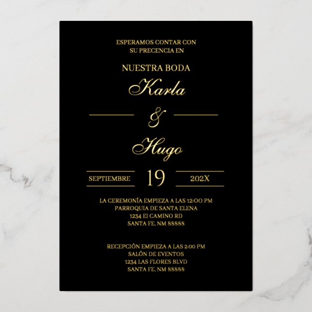 Black gold foil Spanish Wedding (Front)