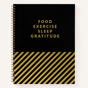 Black Gold Foil Stripes Classy Gratitude Journal