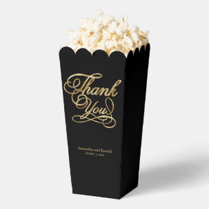 Black & Gold Foil Thank You Calligraphy Wedding Favor Box