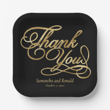 Black & Gold Foil Thank You Calligraphy Wedding