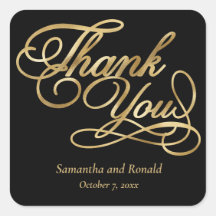 Black & Gold Foil Thank You Calligraphy Wedding