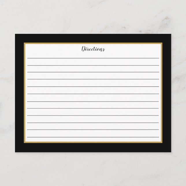 Black Gold Foliage Botanical Monogram Recipe Card (Back)