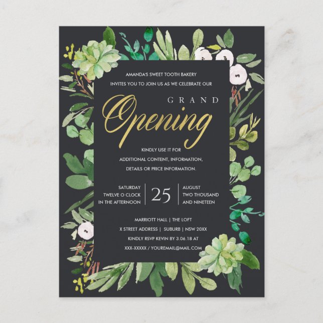BLACK GOLD FOLIAGE FRAME GRAND OPENING CEREMONY POSTCARD (Front)